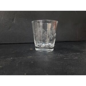 Noritake Sasaki Etched Bamboo Radio Glass, Vintage Old‎ Fashioned Glass, 3.25"